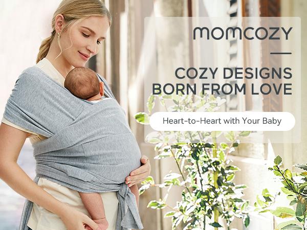Momcozy Baby Wrap Carrier, All in 1 Original Breathable Baby Sling Lightweight Hands Free Baby Slings Adjustable Baby Carriers for Newborn up to 50 lbs