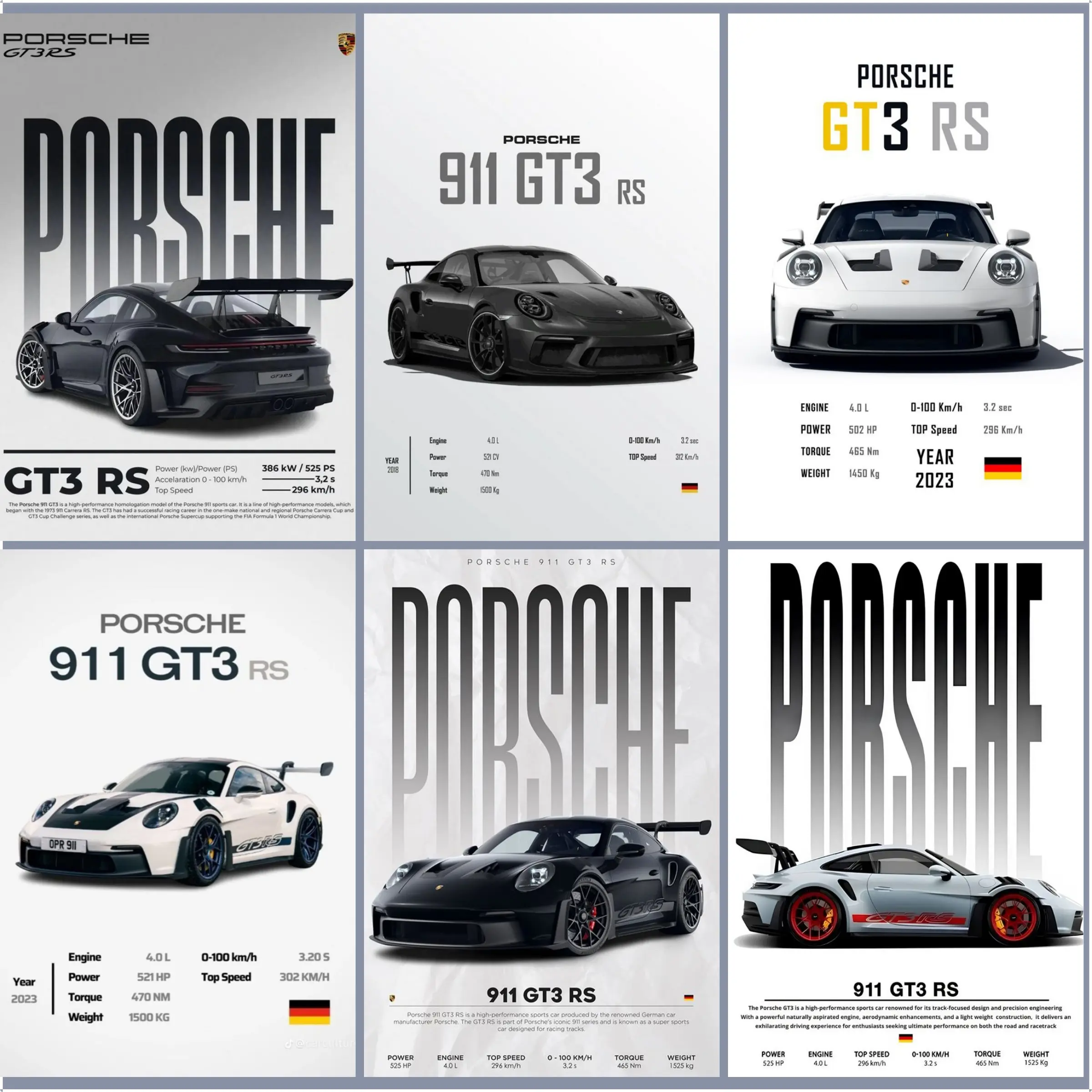 High-Definition Printed Porsche 911 GT3 RS Supercar Canvas Poster - Unframed Supercar Art, Home Decor Wall Decoration for Living Room, Bedroom, Garage, Ideal Gift for Car Enthusiasts