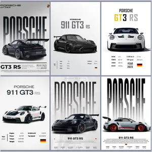 High-definition printed Porsche 911 GT3 RS supercar canvas poster, modern home decor, suitable for living room, bedroom, garage wall art, a perfect gift for car enthusiasts