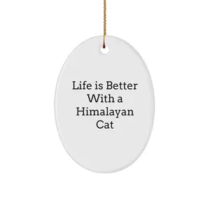 Funny Himalayan Cat Gifts from Friends and Family - Life Is Better With A Himalayan Cat Oval Ornament, Christmas Unique Decor
