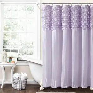 Lillian Shower Curtain | Textured Shimmer Circle Design Bathroom, 72” X 72”