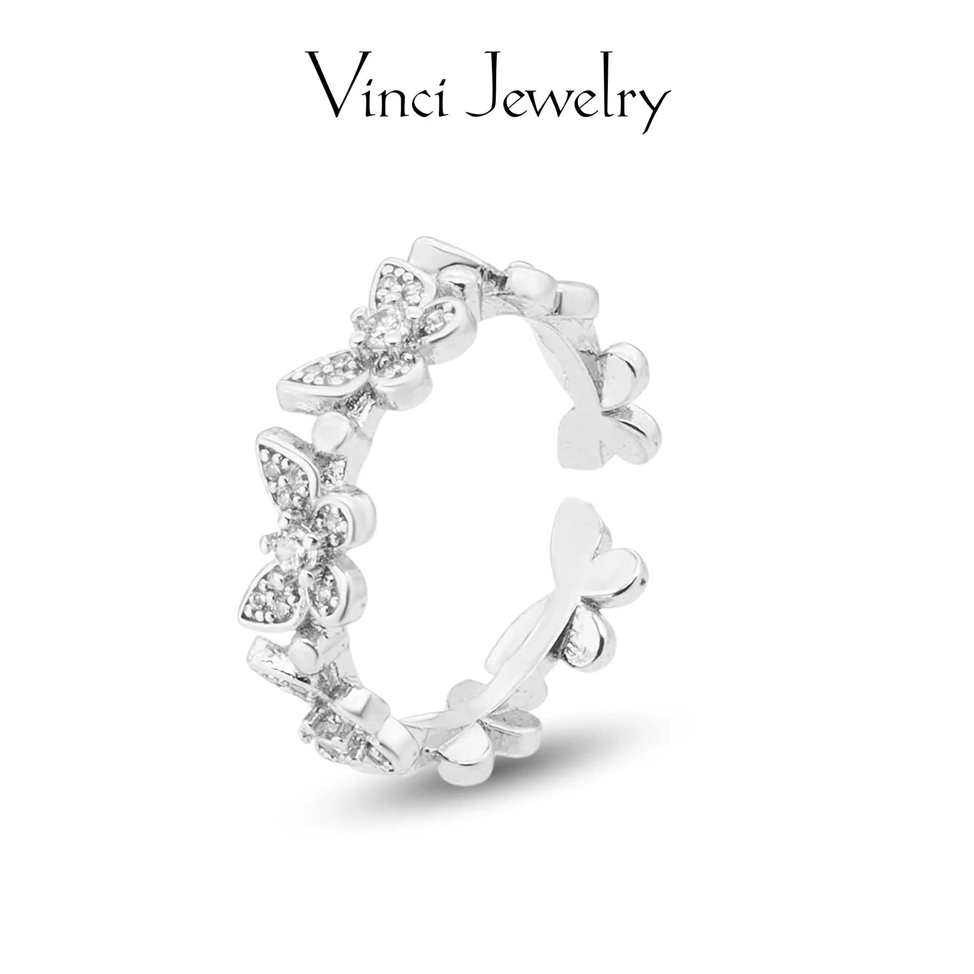 Elegant Butterflies Open Ring, Sparkling and Romantic 5A CZ Design, Exquisite and Stylish Ring Jewelry for Women, Perfect Gift for Lover, Girls for Casual and Daily Wear, Birthday Christmas Valentine's Day Gift Adjustable Rings Engagement Wedding Rings