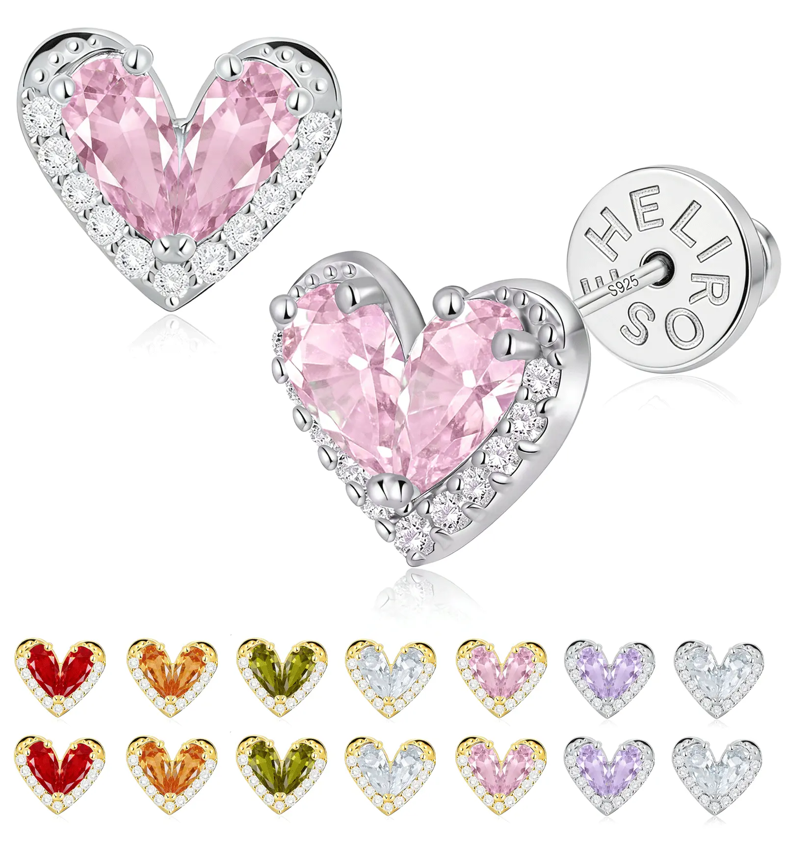 Heart Stud Earrings for Women, S925 Sterling Silver Posts 14K Gold Plated, Hypoallergenic Jewelry, Gift Box & Message Card, Perfect Valentine's Day Gift for Her