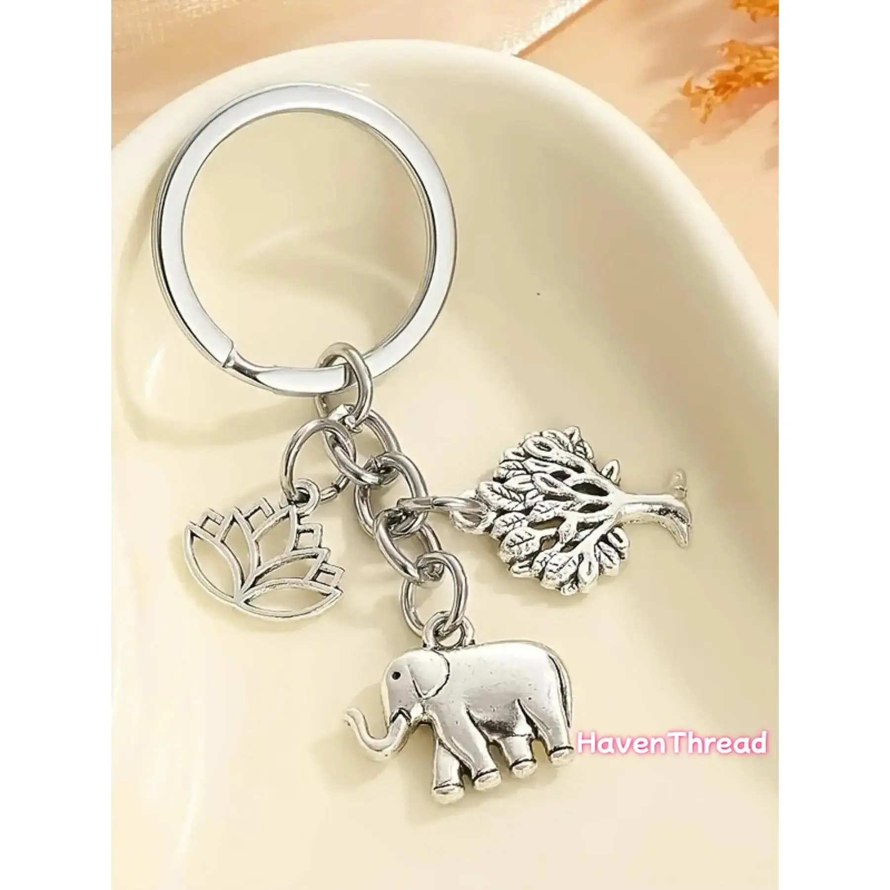 Silver Aesthetic Plain Elephant Pendant Charm - Durable Zinc Alloy Female DIY Bag Accessory, Lightweight Daily Wear Car Keychain with Easy-Carry Design, Thoughtful Animal Motifs Gift with Lasting Durability