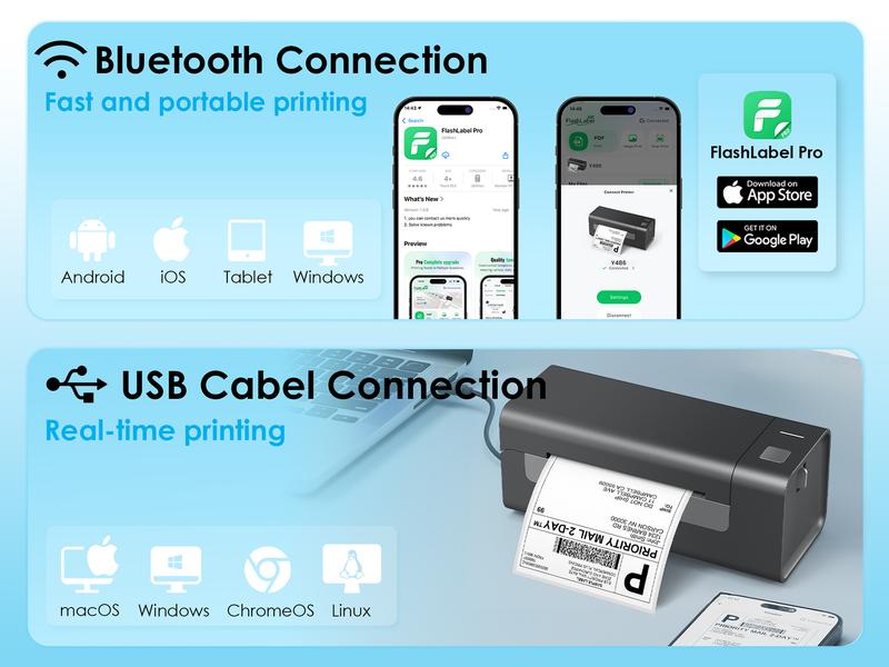 Bluetooth Shipping Label Printer 4x6 Thermal Wireless Inkless Label Printer Universal Multi-Platform Adapter for IOS, Android,macOS,Windows – Compatible with Major platform,Widely Used for Amazon, Ebay, Shopify, Etsy, USPS,Aliexpress,Temu Usb Flash Drive Bluetooth Shipping Label Printer 4x6 Thermal Wireless Inkless Label Printer Universal Multi-Platform Adapter for IOS, Android,macOS,Windows – Compatible with Major platform,Widely Used for Amazon, Ebay, Shopify, Etsy, USPS,Aliexpress,Temu Usb Flash Drive