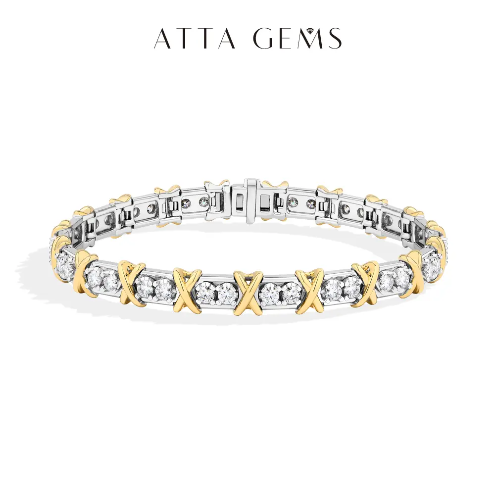 ATTAGEMS 2.7mm Round Cut Lab Grown Synthetic Moissanite Tennis Bracelet in 925 Sterling Silver, Fine Jewelry Bracelets for Women, Engagement & Daily Wear Gift for Adults
