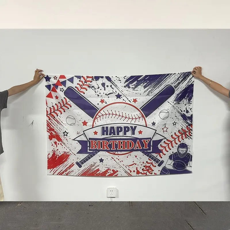 Baseball Birthday Party Banner, Happy Birthday, Baseball Themed Birthday Party Decoration, Party Decorations Banners, Photo Props Background Cloth, Photo Backdrops, Indoor and Outdoor Home Decoration, Ornaments