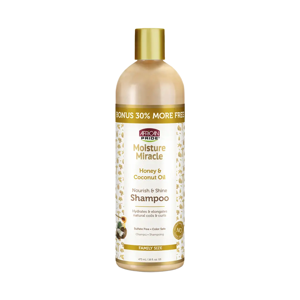 AFRICAN PRIDE MOISTURE MIRACLE HONEY & COCONUT OIL SHAMPOO, 16OZ