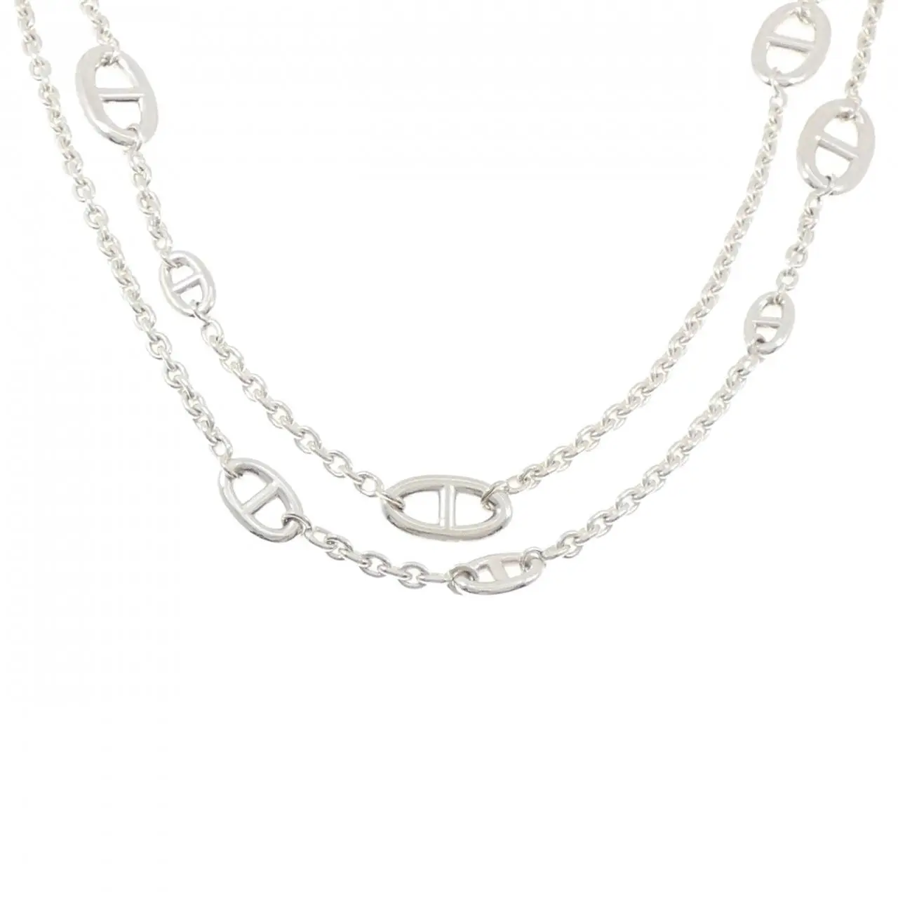 Pre-owned HERMÈS Sterling Silver 925 (Ag925) Small Leather Goods Hermes Farandole 925 Silver Necklace