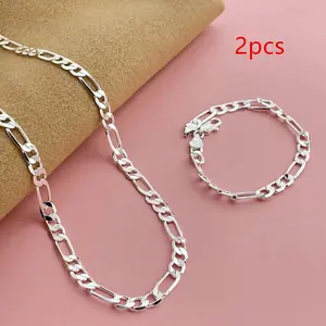 Elegant 925 Sterling Silvery 5mm Triple Figaro Cuban Link Chain Necklace - Hypoallergenic, Tarnish-Resistant, Ideal For Parties & Gifts, Versatile Accessory|Stylish Cuban Link|Durable Chain Design, Fashion Jewelry for Men and Women