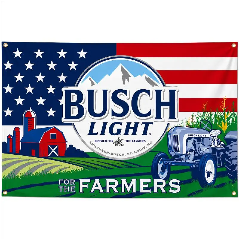 Busch Light American Flag 3x5FT Beer Banner For The Farmers Patriotic Farmhouse Garage Bar Man Women Cave Wall Decor