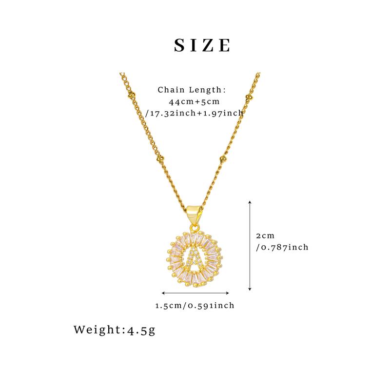GGIRL Letter Necklace 18k Gold Plated Bling Dainty Necklaces Trendy Chunky Necklace Personalized Round Circle Pendant Zirconia Letters Name Crystal for Women 26 Alphabet Necklace Fashion Jewelry Gift for Holiday Haul Christmas Birthdays Anniversaries