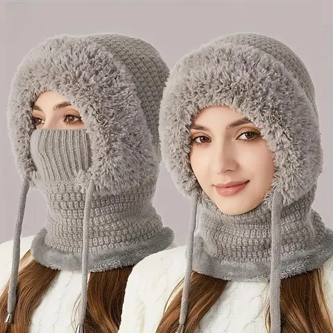 Winter Women’s Plush Hat – 3-in-1 Warm and Cozy Design for Daily Wear, Shopping and Holiday Travel, Perfect Gift for Her ﻿