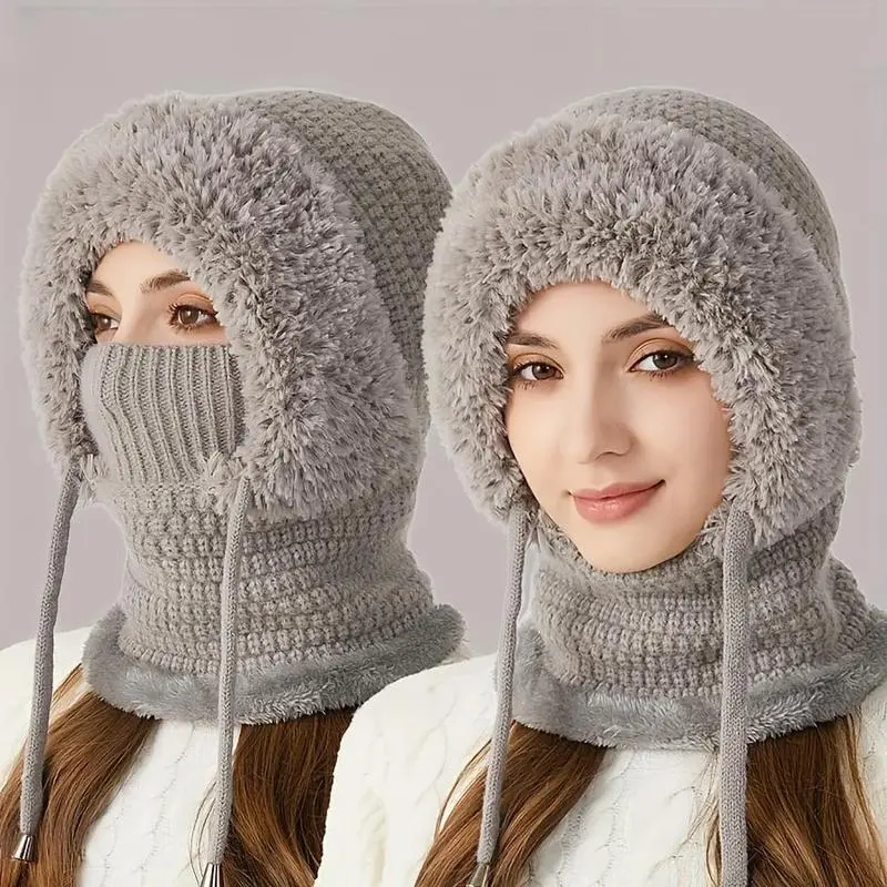 Winter Women’s Plush Hat – 3-in-1 Warm and Cozy Design for Daily Wear, Shopping and Holiday Travel, Perfect Gift for Her ﻿