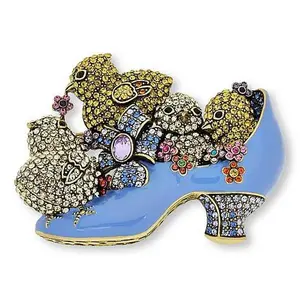 Heidi Daus Chicks Love Shoes Crystal and Enamel Pin