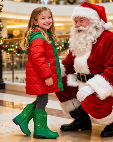 Sparkly Girls Cowgirl Boots Glitter Cowboy Dress Boots for Little to Big Kid Mid Calf Round Toe Birthday Horse Riding Pu Handles Celebrations