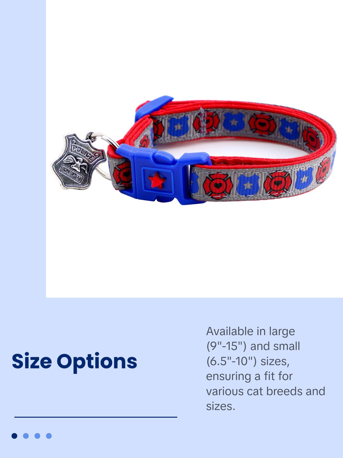 Firefighter and Police Breakaway Safety Cat Collar With Jingle Bell & Charm by Pugs2Persians Police Cop Law Enforcement First Responder Badge Fire Fighter