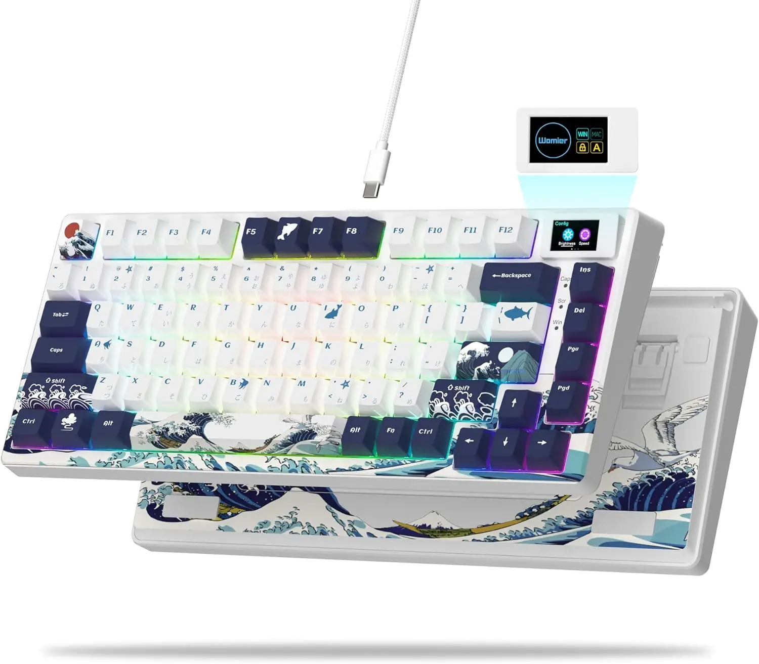 Womier SK80 Gasket Mounted 75% Mechanical Keyboard - Wired, Hot Swappable, RGB, Multimedia Display, Custom Keyboard Setup, Desktop, ARGB, Gaming Keyboard