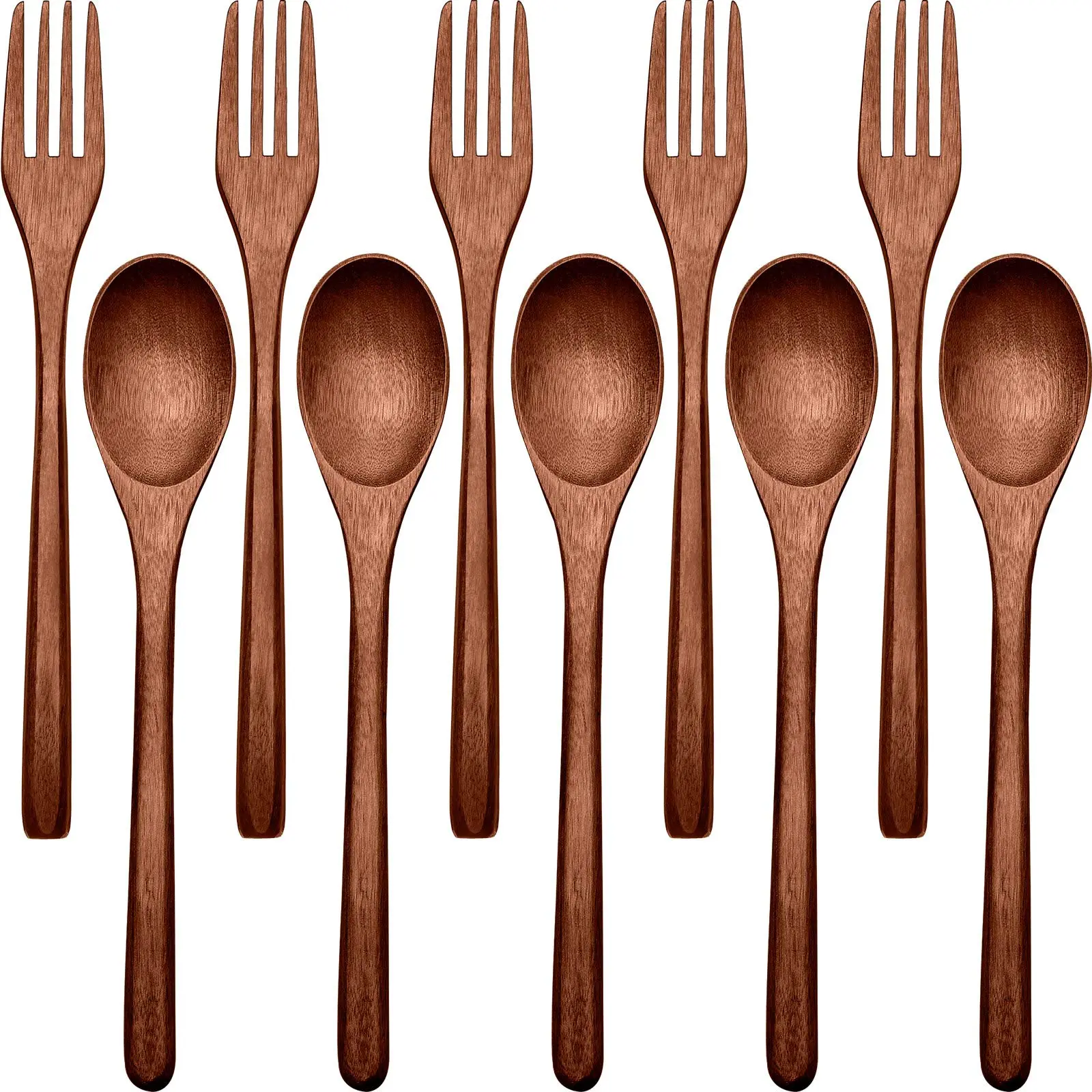24/12/10/6Pcs Wooden Spoons Forks Set Wood Dinner Utensil Set Reusable Flatware Tableware Set Handmade Natural Cutlery Set Includes Wood Spoon Fork for Cooking Stirring Eating,Hand Tools Kits
