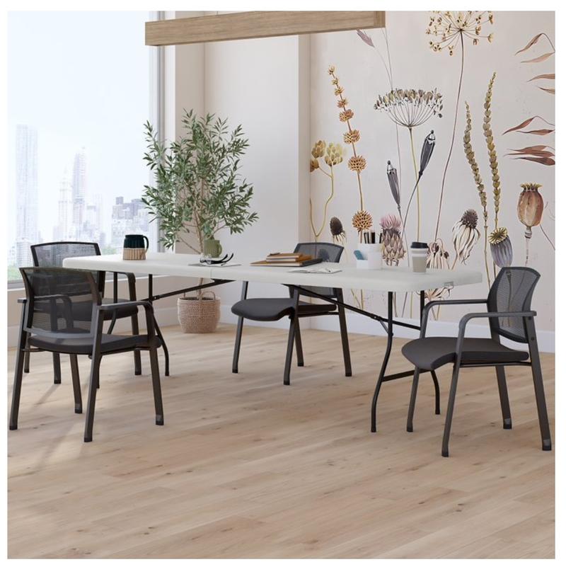 8' x 30" Heavy Duty Plastic Folding Table White Granite (79233/54273)