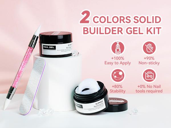 3D Flower Sculpting Solid Builder Gel for Nails – Non-Sticky Carving Hard Gel with Dual Forms for Nail Art & Extension