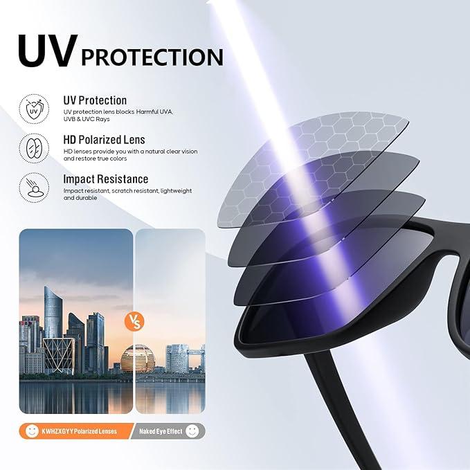 【Holiday Haul】EYEWEAR Classic Retro Polarized Sunglasses for Men & Women - 100% UV400 Protection Driving Fishing Sunglasses - Unisex Vintage Style Blue Lenses