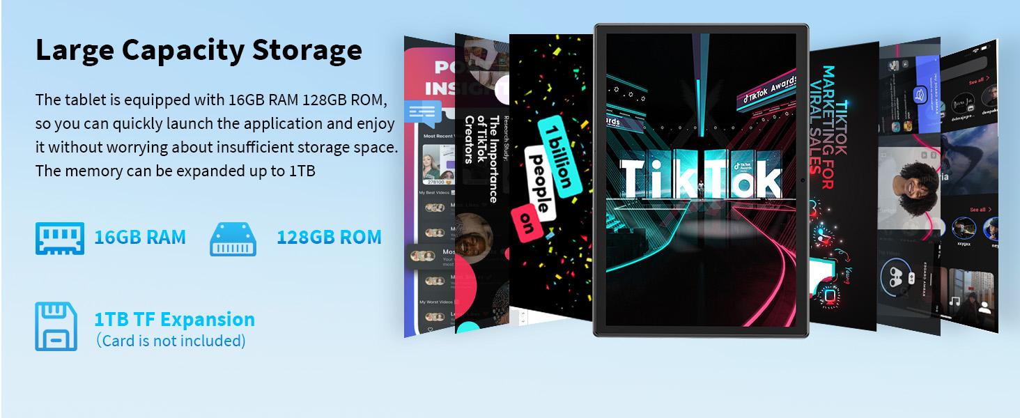 【TikTokShopSpringGlowUp】Relndoo Android 14 Tablet 10.1 inch with 16(8+8)GB+128GB, Face Unlock, Set with Keyboard, Mouse, Case, Stylus, Supporting Multitasking