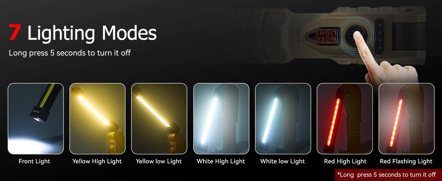 2Pack /1 Pack LED Work Flashlights, USB-C Rechargeable, Magnetic Base & Hook, 360° Rotation, 5 Modes for Car Repairs, Emergency, Tight Spots, Perfect Christmas & New Year Gift ldea 2Pack /1 Pack LED Work Flashlights, USB-C Rechargeable, Magnetic Base & Hook, 360° Rotation, 5 Modes for Car Repairs, Emergency, Tight Spots, Perfect Christmas & New Year Gift ldea