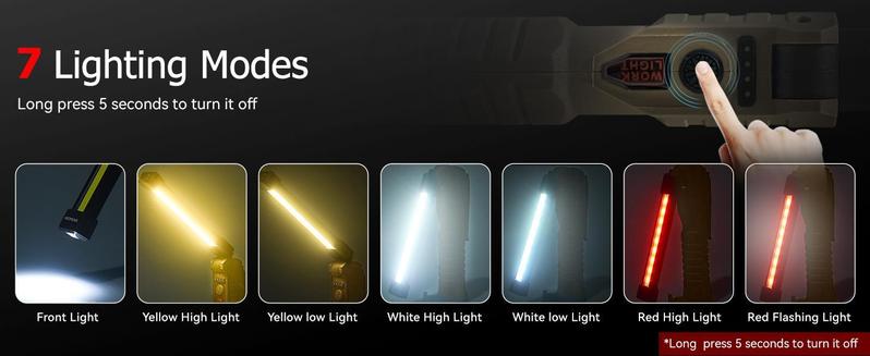 2Pack /1 Pack LED Work Flashlights, USB-C Rechargeable, Magnetic Base & Hook, 360° Rotation, 5 Modes for Car Repairs, Emergency, Tight Spots, Perfect Christmas & New Year Gift ldea 2Pack /1 Pack LED Work Flashlights, USB-C Rechargeable, Magnetic Base & Hook, 360° Rotation, 5 Modes for Car Repairs, Emergency, Tight Spots, Perfect Christmas & New Year Gift ldea