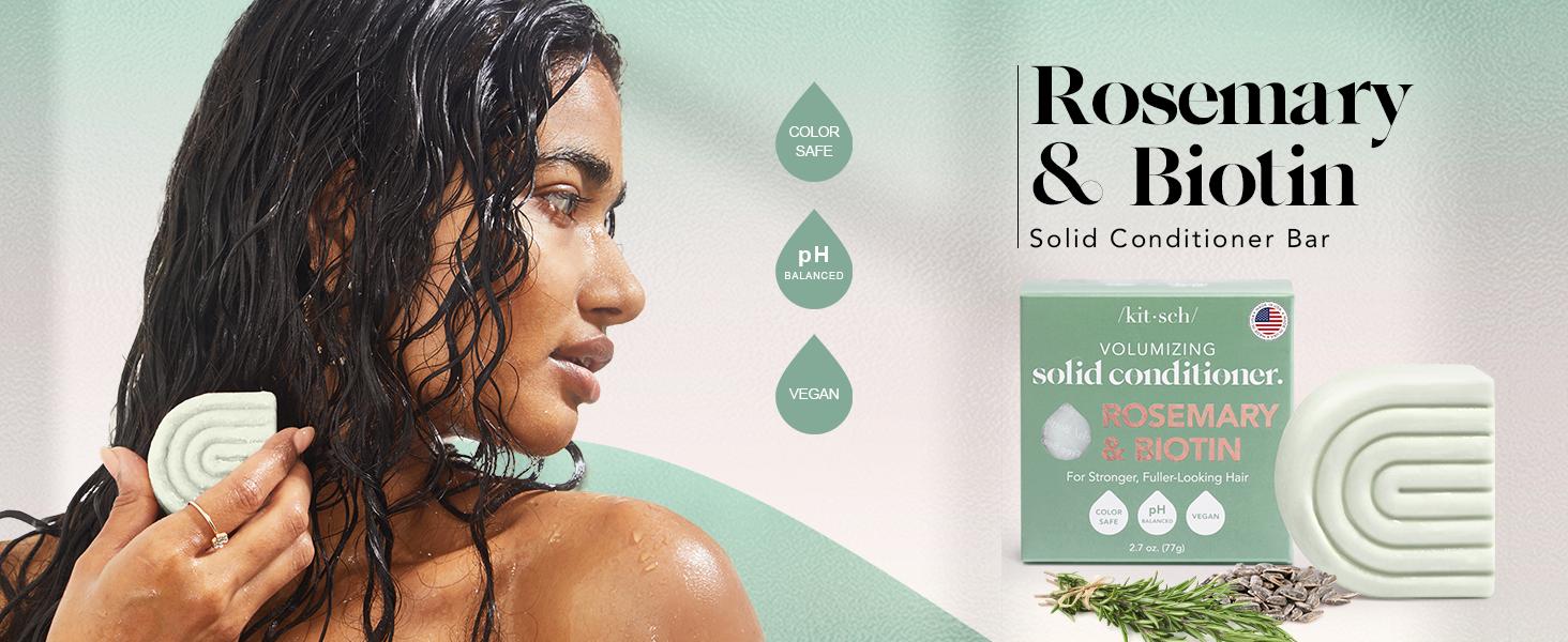 Kitsch Rosemary & Biotin Conditioner Bar – Organic, Vegan, Volumizing, Hydrating, Plastic-Free, Paraben & Sulfate-Free, for Curly & Straight Hair, 2.7 oz