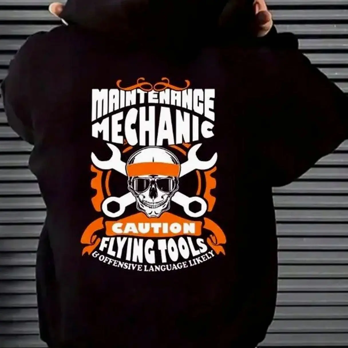 Maintenance Mechanic Hoodie – Funny Blue Collar Worker Shirt, Industrial Repair Tech Hoodie, Caution Flying Tools Graphic Pullover, Gift Hoodie