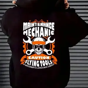 Maintenance Mechanic Hoodie – Funny Blue Collar Worker Shirt, Industrial Repair Tech Hoodie, Caution Flying Tools Graphic Pullover, Gift Hoodie