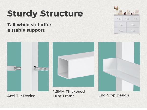 Sweet Furniture S-7 Drawers Dresser for Bedroom and TV Stand, Fabric Storage Tower for Clothes, Baby Stuff