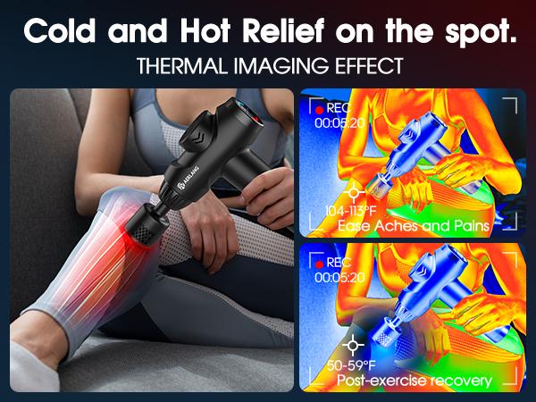 AERLANG Massage Gun with Heat and Cold Deep Tissue Percussion Massager for Pain Relief 7 Interchangeable Heads & LCD Display Travel-Friendly Gift