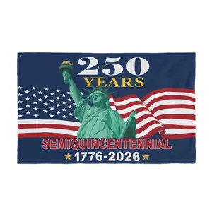 America 250 Years Semiquincentennial Flag, 1776-2026 USA Patriotic Banner, Statue of Liberty American Flag, 4th of July Independence Day Outdoor Garden House Flag Decor