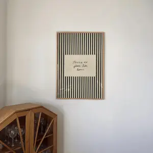 [No frame] PHYSICAL PRINT Striped Home Wall Art, Hand Written Print, Minimalist Typography Home Decor, Vintage Room Poster, Vertical Cursive (unframed)