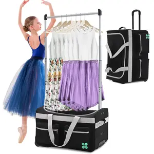 Lilypelle 23"/27" Dance Bag with Garment Rack, Collapsible Rolling Duffel with Wheels – Travel Bag for Competitions, Shows, and Performances
