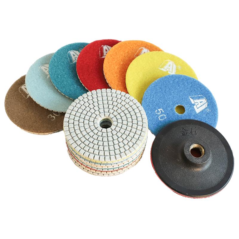 5 PCS 4 Inch Diamond Resin Polishing Pads Set 200mm Wet Polishing Pads for Granite Marble Concrete Stone Tile