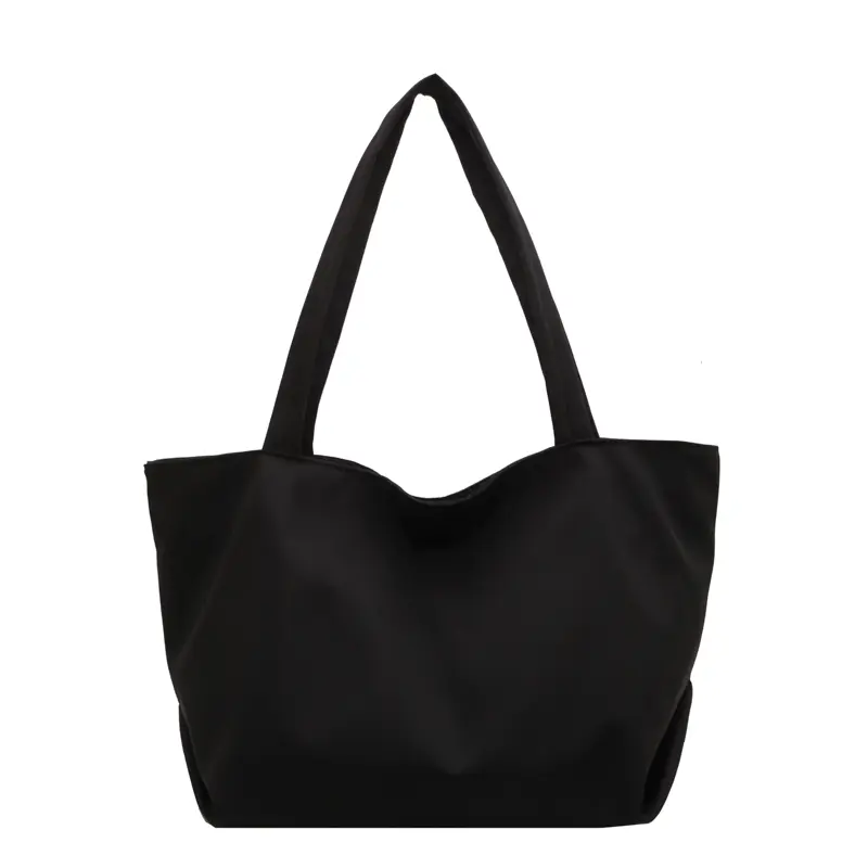 Women's Black Canvas Tote Bag - Minimalist, Water-Resistant, Large-Capacity, Zip-Closure Shoulder Handbag for Work, Daily Commute, Bags For Everyday, Everyday Purse, Work Bags