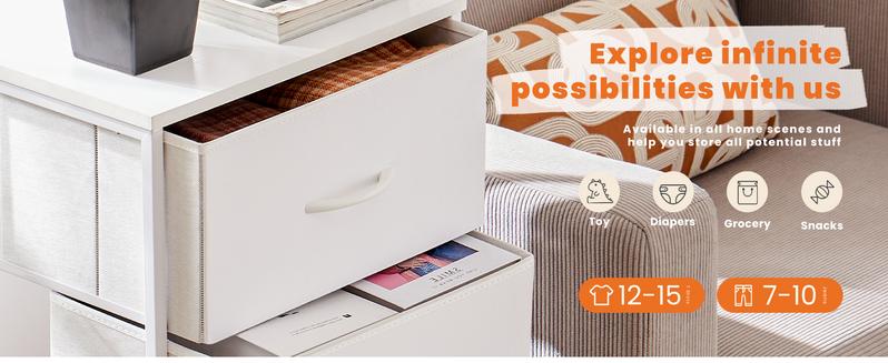 [Deal]  4 Storage Drawer Dresser for Bedroom, Fabric Storage Organizer Unit Chest of Drawers with Wooden Top for Closet, Nursery, Laundry, Living Room