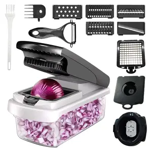 Pro 15-in-1 Vegetable Chopper & Mandoline Slicer - 2026 Upgraded Heavy Duty Dicer - Professional Food Cutter for a Variety of Fruits & Veggies - Sharp Stainless Steel Blades - Safety Guard