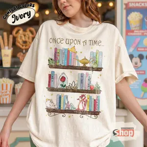 Once Upon a Time Princess Bookshelf Shirt, Vintage Fairy Tale Library Tee, Inspired Book Lover Gift, Gift For Him