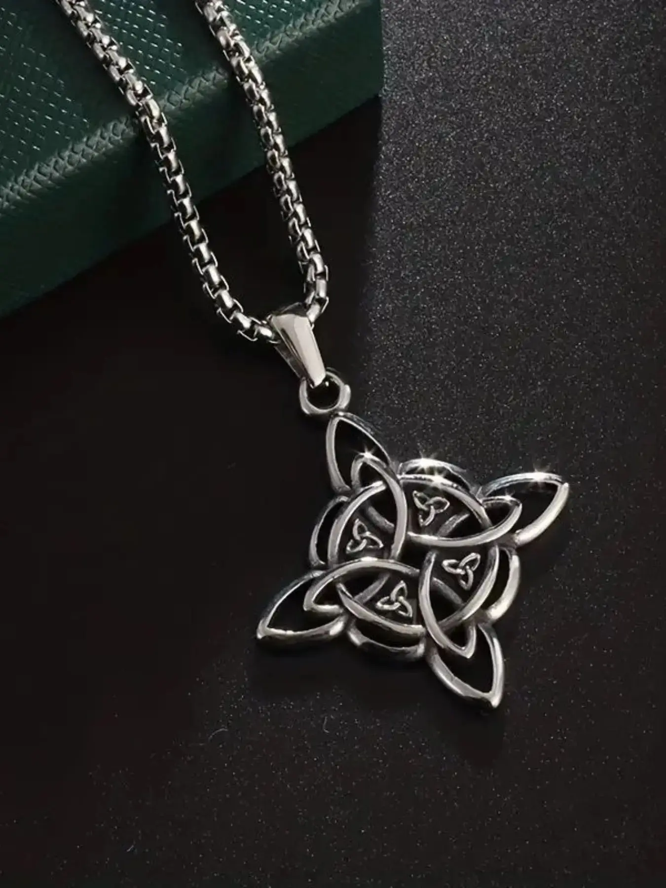 The Unruled Jewel  Witch Knot Necklace with Celtic Trinity Pendant, Lucky Clover Design for Mystic Charm, Unique for Her Gothic Witch Jewelry