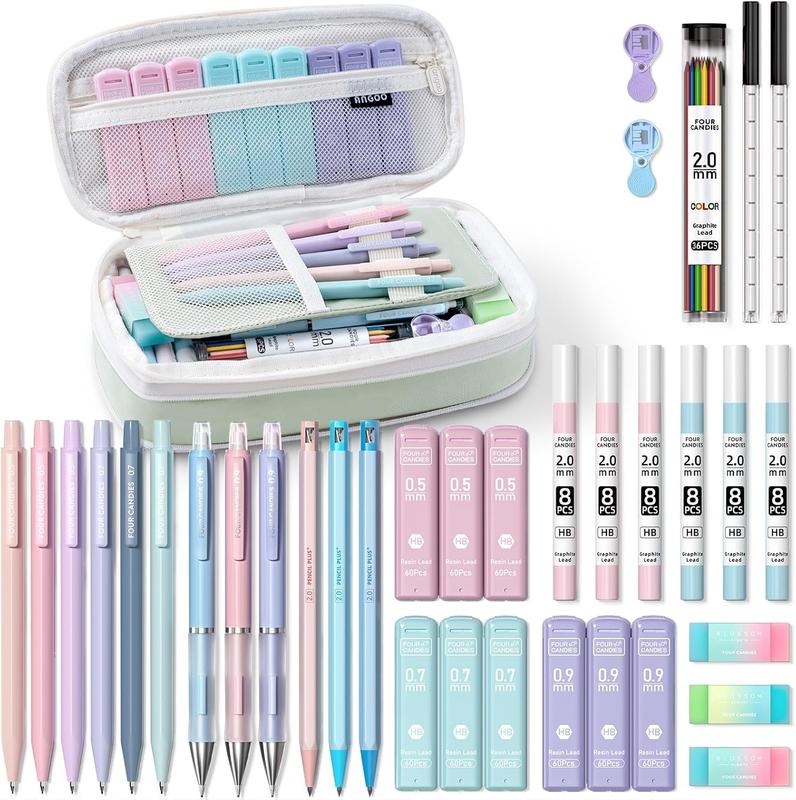 Four Candies 36PCS Aesthetic School Supplies, Mechanical Pencils 0.5mm, 0.7mm, 0.9mm & 2.0mm with 624PCS Lead Refills, Cute Mechanical Pencils for Writing, Drawing & Drafting,girly office supplies,cute school supplies, Stationery Set Student Essentials Four Candies 36PCS Aesthetic School Supplies, Mechanical Pencils 0.5mm, 0.7mm, 0.9mm & 2.0mm with 624PCS Lead Refills, Cute Mechanical Pencils for Writing, Drawing & Drafting,girly office supplies,cute school supplies, Stationery Set Student Essentials