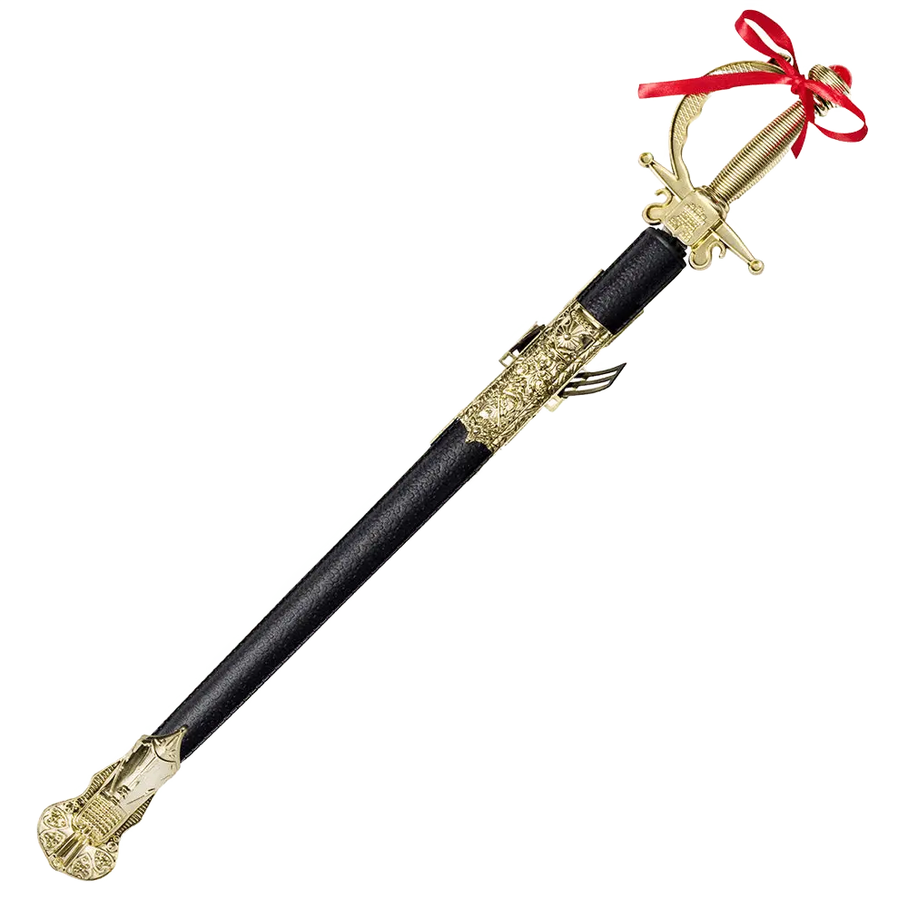 Ornate Toy Sword and Sheath - 27" | Ornate Gold Handle Medieval Sword Prop For Pretend Play Sword for Kids – Prince, Nobleman, Knight Costume Accessory for Halloween, Theme Party, Cosplay & Role Play