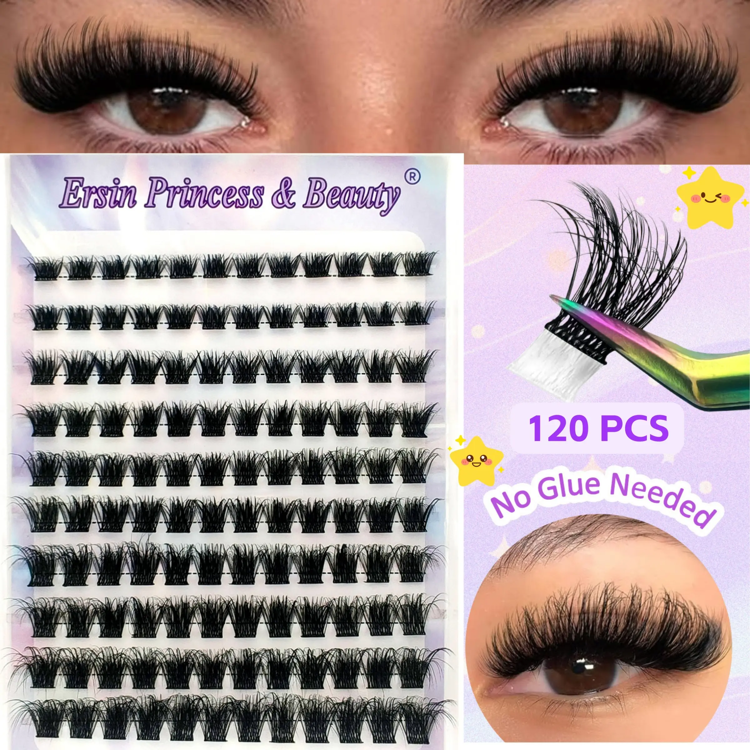 120 Self-Adhesive Faux Eyelash Clusters, Volume Lash Clusters, Mixed Lengths 8-16mm, Voluminous and Fluffy Lashes, Voluminous False Eyelashes, Travel and Various Occasions, Eyelash Extensions, Makeup