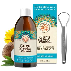 GuruNanda Original Oil Pulling Mouthwash with Coconut, Sunflower, & Sesame Oils for Teeth & Gum Health, Alcohol-Free, 8.45 fl oz GuruNanda Original Oil Pulling Mouthwash with Coconut, Sunflower, & Sesame Oils for Teeth & Gum Health, Alcohol-Free, 8.45 fl oz
