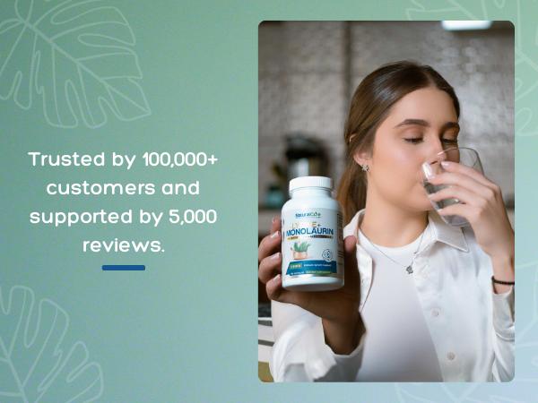 L-Lysine + Monolaurin 600mg – 1:1 Ratio, 100 Capsules – Immune & Digestive Support by Natural Cure Labs