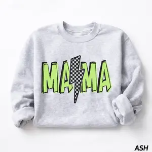 Checkered Mama Sweatshirt, Retro Neon Mom Sweatshirt, Cool Mom Shirt, Rock Mom Sweatshirt, Checkered Lightning Bolt, Mothers Day Gifts