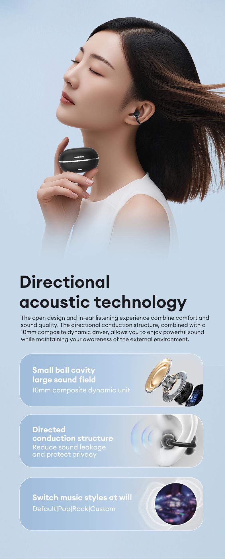 HYUNDAI Hbuds Bluetooth Heart Rate Earphones, supporting heart rate and blood oxygen detection, equipped with optical in ear detection, IPX5 waterproof and sweat proof, very suitable for outdoor sports